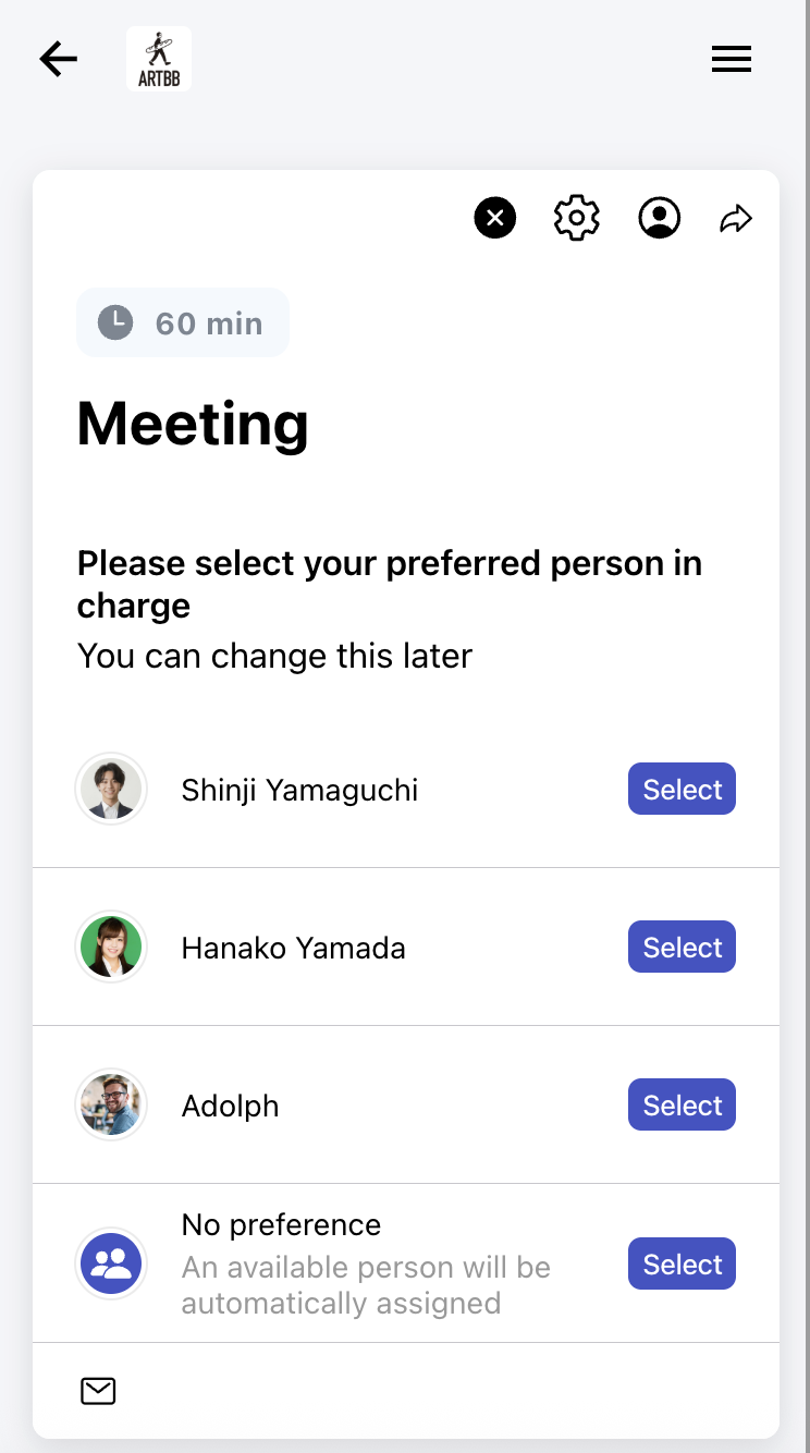 Display on scheduling page