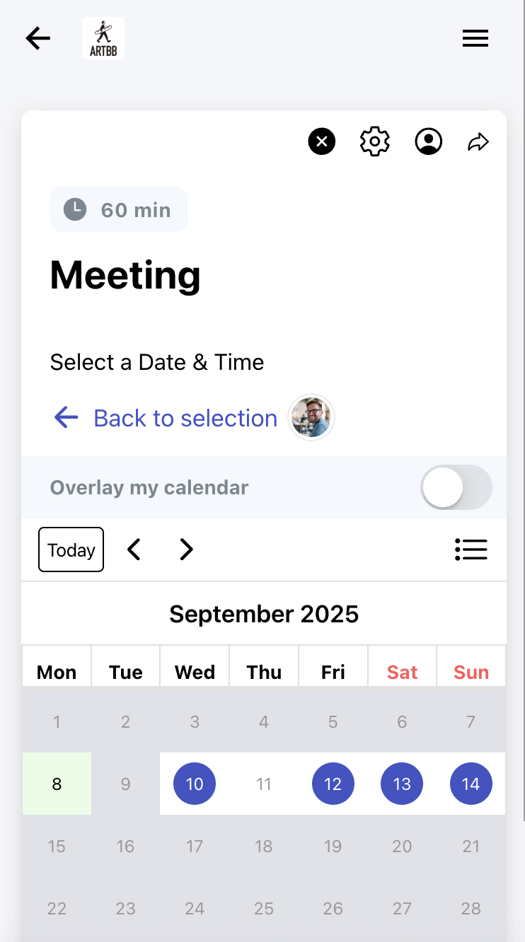 Display on scheduling page