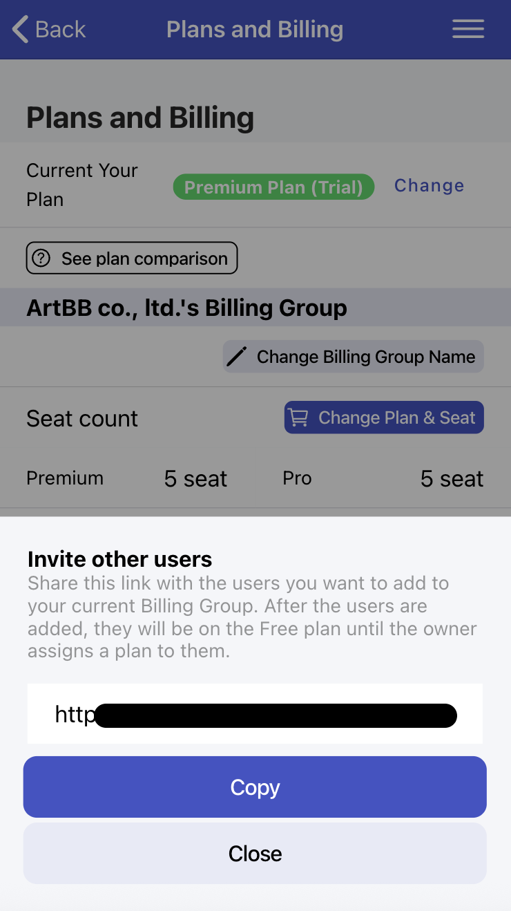 Copy the invitation URL