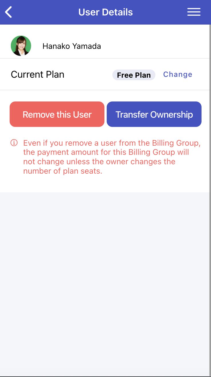 Click Change in
                            user details