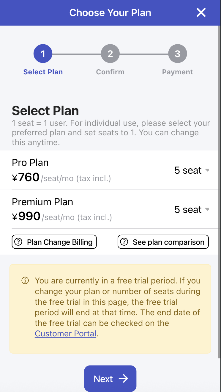 Change the seat number of the plan