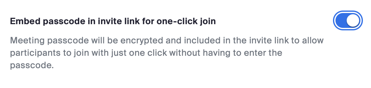 Embed passcode in invite link for one-click join